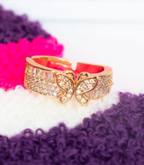 14K Gold Plated Premium CZ Butterfly Adjustable Ring