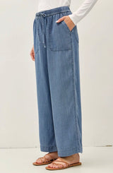 Medium Denim Wash Ultra Soft Drawstring Pants w/Pockets