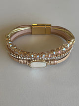 Cream & Gold Magnetic Closure Cuff Bracelet