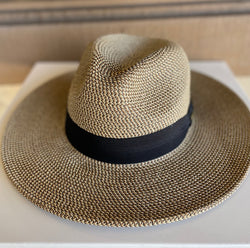 Tan & Black Sun Hat w/Black Band and Adjustable Fit CC Brand