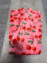 Pink & Red Cherry Soft & Cozy OS Loungewear Pants w/Elastic Waistband