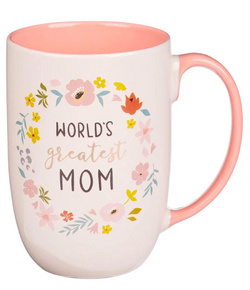 World’s Greatest Mom Peach Floral Coffee Mug