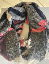 Black, Red & Cream Stripe Scarf