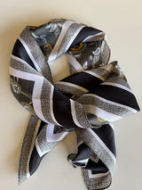 Black & Gold Paisley Silk Square Bandana Scarf