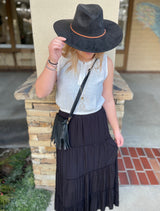 White Sleeveless Half Button Elastic Crop Waist Tank Top