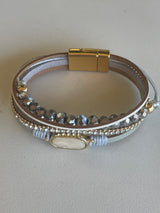 Gray & Gold Magnetic Closure Cuff Bracelet