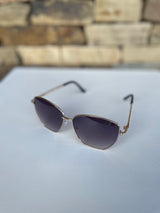 Uptown Girl Gold Rhinestone & Black Frame Sunglasses w/Dark Lenses