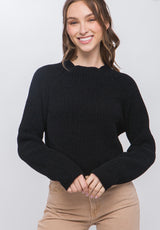 Black Knit Crop Sweater