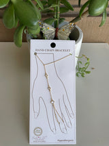 Gold Dipped Chain & Round CZ Stone Hand Chain Bracelet
