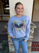 America Eagle Land of the Free Grey Vintage Sweatshirt