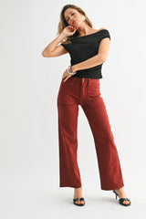 Dark Red Slim Bootcut Jeans