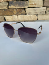 Uptown Girl Gold Rhinestone & Black Frame Sunglasses w/Dark Lenses