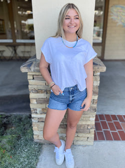 Comfort Stretch Medium Denim Frayed Shorts by Just USA