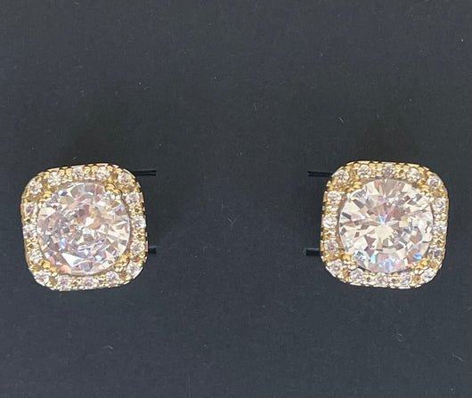Gold Bling Square Post Earrings