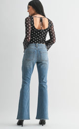 Medium Denim Utility Pocket Slim Bootcut Jeans