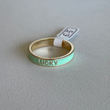 Lucky Mint Green  Enamel & Gold Ring Size 6.5