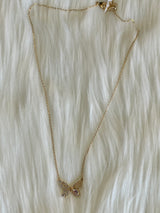 Flutter Gold & Rhinestone Butterfly Necklace