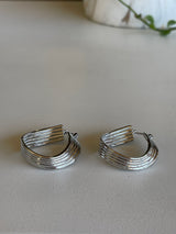 Rhodium Plated Twisty Hoop Earrings