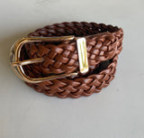 Brown Braided Weave Belt w/Gold Buckle