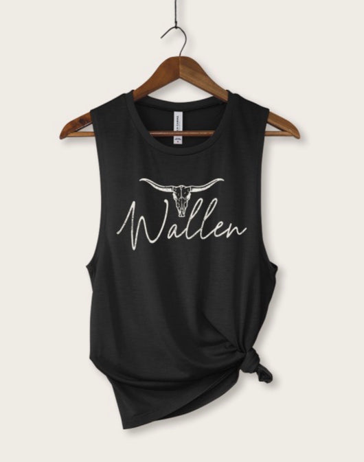 Wallen Black Graphic Tank Top