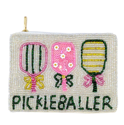 Pickleballer Pearl Sparkly Zipper Pouch