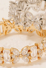 Gold Dipped CZ Butterflies & Baguettes Band Ring - Size 7