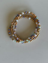 Spring Colors & Gold Set of 4 Stretch Beaded Bracelets