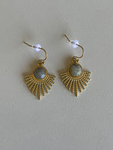 Antique Goddess Gold & Gray Stone Fishhook Earrings