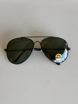 Black Polarized Aviator Sunglasses