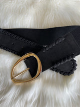 Alexa Koi Black Suede & Cinch Belt w/Abstract Gold Buckle