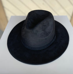 All Black Fedora Hat w/Adjustable Fit