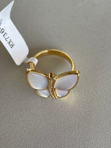 Flutter Mother of Pearl & Gold Plated Butterfly Adjustable Ring