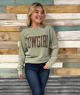 COWGIRL Olive Mineral Washed Graphic Sweater