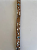 Starburst Tan & Turquoise Stone and Weaved Belt
