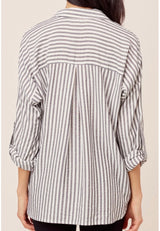 Black & Gold Metallic Long Sleeve Wrap Top