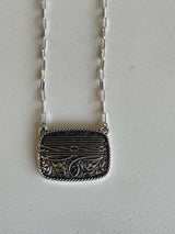 Western Stitch Silver Pendant & Chain Link Tipi Necklace