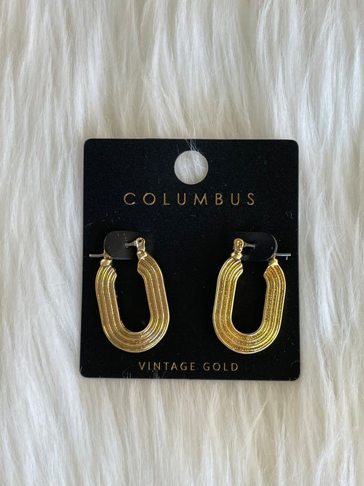 Vintage Gold Flat Huggie Hoop Earrings