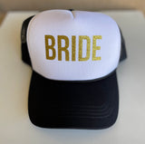 Bride Black & White Trucker Hat - Adjustable Snap Closure