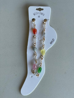 Wildflower Colorful Stones & Gold Chain Anklet