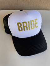 Bride Black & White Trucker Hat - Adjustable Snap Closure