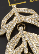 Glamorous Gold Dipped & Rhinestone Leaf Dangle Earrings