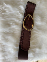 Alexa Koi Dark Brown Suede & Cinch Belt w/Abstract Gold Buckle