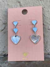 Silver Layered Hearts w/Mother of Pearl Heart Earrings