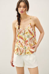Terracotta Paisley Button Up Cami Tank
