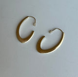 Matte Gold Open Oval Design Hoop Earring