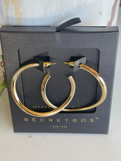 Secret Box 14K Gold Dipped Wavy Open Hoop Earrings