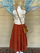 Butterfly Cream Crochet OS Button Down Top