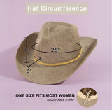 The Dolly Gold Sequins Cowgirl Hat w/Brown Band & Adjustable Fit
