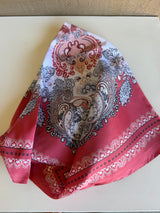 Red Bandana Print Square Silk Scarf
