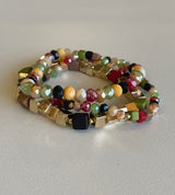 Jewel Tone Set of 3 Stretch Beaded Bracelets